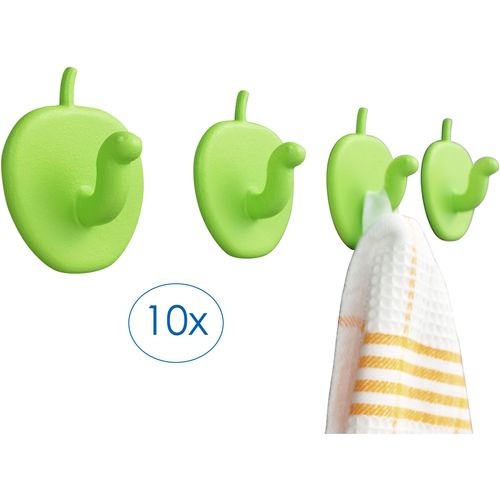 4029845126726 - Klebehaken RUCO Handtuchhaken 10er Set grün B5cm H4cm L2cm Kunststoff Haken Wandhaken selbstklebend Made in Germany