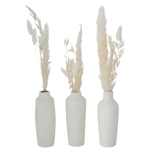 4066076181865 - Vase Bianca mit Samtgras 3er weiß 16 cm