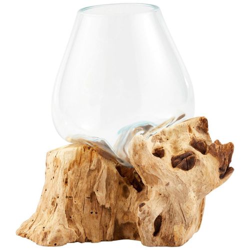 9010585459811 - Vase Braun Klar Transparent Holz Glas Recyclingholz Hartholz 21-22 cm Handmade in Indonesia nur für Seiden- und 9010585459811 - Vase Braun Klar Transparent Holz Glas Recyclingholz Hartholz 21-22 cm Handmade in Indonesia nur für Seiden- und
