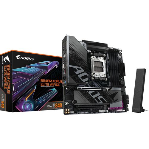 4719331867331 - GIGABYTE AORUS B840M ELITE WIFI6E Mainboard - AMD B840 - AMD AM5 socket - DDR5 RAM - Micro-ATX