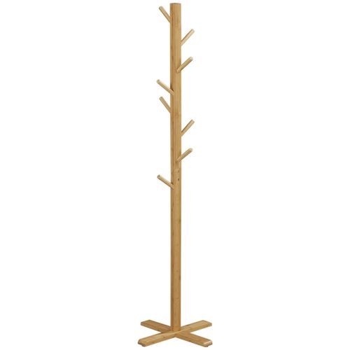 4255633546807 - Homcom - Garderobenständer aus Bambus Kleiderständer mit 8 Haken Garderobe Jackenständer für Flur Schlafzimmer Hüte Natur 495 x 495 x 178 cm