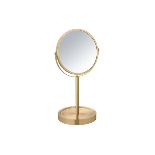 4008838422892 - Standspiegel WENKO Modell Alata gold B185cm H35cm T15cm Stahl Glas Spiegel Kosmetikspiegel mit Schmuckablage 1-fach und 3-fach Vergrößerung Ø17