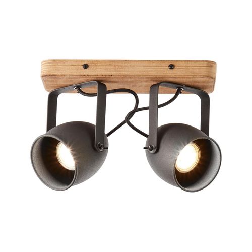 4004353378799 - BRILLIANT Crowton Spotbalken 2flg kohlenschwarz holz InnenleuchtenStrahler-Balken 2x PAR51 GU10 6W geeignet für Reflektorlampen (nicht enthalten) Köpfe schwenkbar