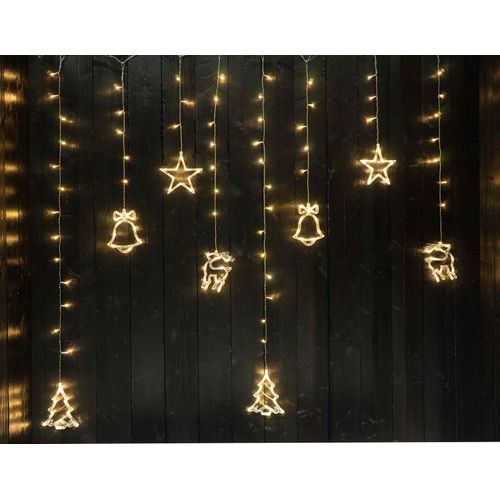 4031456225088 - LED-Lichterkette »Weihnachtsdeko mit Stern Glocke Rentier und Baum« mit 136 LEDs 8 Strängen und 4 Motiven