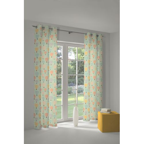4004567289997 - Vorhang ADAM Vorhang Balloons aus 100 % Bio-Baumwolle Ösen (1 St) Gr 1 grün B145cm H145cm Jacquard Baumwolle (Bio-Baumwolle) Gardinen