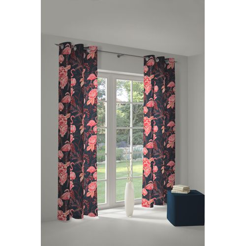 4004567285869 - Vorhang ADAM Vorhang Eden aus 100 % Bio-Baumwolle Ösen (1 St) Gr 1 bunt (pink dunkelblau) B145cm H145cm Jacquard Baumwolle (Bio-Baumwolle) Gardinen Blickdichter Vorhang Eden aus Bio-Baumwolle Made in Germany