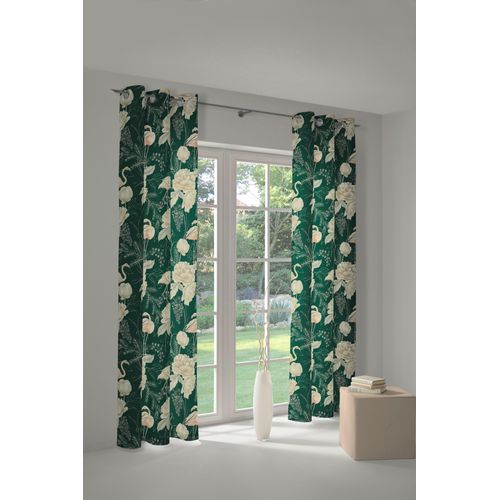 4004567285593 - Vorhang ADAM Vorhang Eden aus 100 % Bio-Baumwolle Ösen (1 St) Gr 1 grün (natur dunkelgrün) B145cm H145cm Jacquard Baumwolle (Bio-Baumwolle) Gardinen Blickdichter Vorhang Eden aus Bio-Baumwolle Made in Germany
