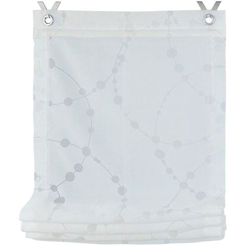 4016478986902 - Raffrollo KUTTI Cadena Gr 1 weiß B45cm H140cm Ausbrenner Obermaterial 55% Polyester 45% Viskose Raffrollos weiß halbtransparent Ausbrenner Motiv Kreis mit Edelstahlhaken
