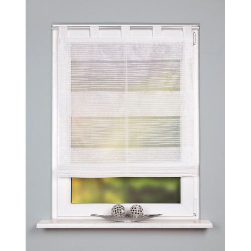 4056751374330 - Raffrollo HOME WOHNIDEEN GABI Raffrollos Gr 130 cm Schlaufen 60 cm weiß Raffrollos halbtransparent Effektvoile