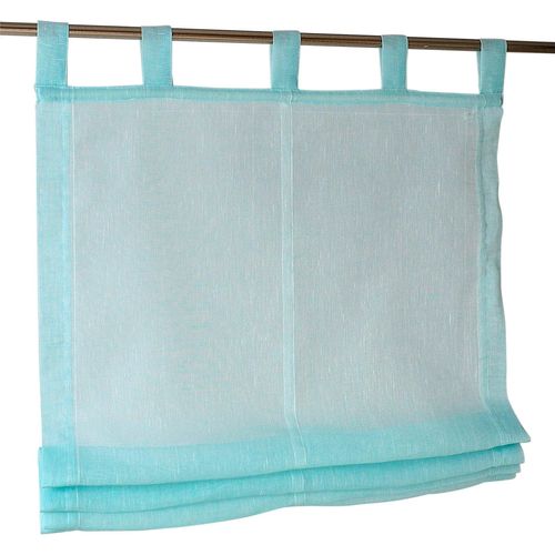 4016478080464 - Raffrollo KUTTI Brondby Gr 1 blau (türkis) B45cm H145cm Obermaterial 100% Polyester Raffrollos halbtransparent Polyester Schlaufen