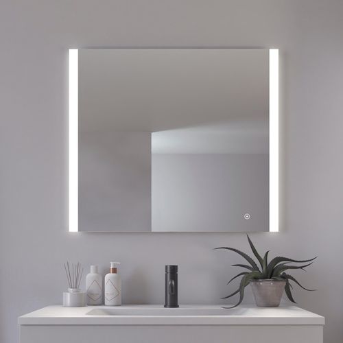 5705387009725 - Badspiegel Vega Quadratisch Badzimmerspiegel mit LED Beleuchtung Lichtspiegel Spiegel Gr B H T 86 cm x 76 cm x 27 cm Spiegelglas silberfarben (silber) Badspiegel Touchpanel für Lichtsteuerung Dimmbar Spiegel Dänisches Design