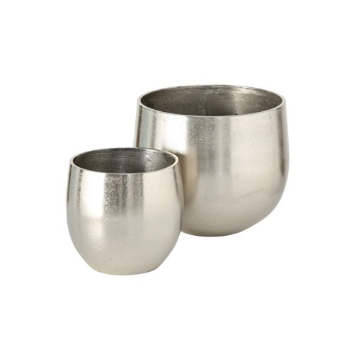 4020607343023 - Übertopf HOME AFFAIRE Flaire Pflanzgefäße Gr B H 19 cm x 17 cm silberfarben Übertöpfe Pflanzgefäße