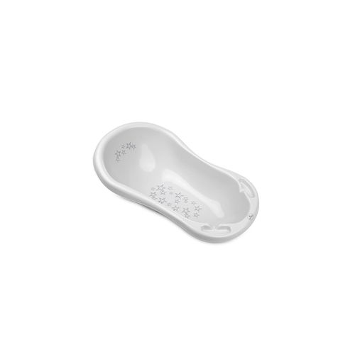 3800166110066 - Babybadewanne 84 cm lang Ablagefächer ergonomische Form ab Geburt grau Sterne
