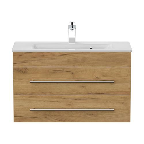 4251982674017 - POSSEIK Waschbecken mit Unterschrank PORTUS SLIMLINE 800 eiche gold 800 x 360 x 496 cm