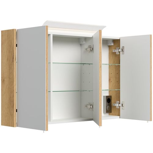 4251982674413 - Spiegelschrank 120cm inkl Design LED-Lampe und Glasböden weiss hochglanz 4251982674413 - Spiegelschrank 120cm inkl Design LED-Lampe und Glasböden weiss hochglanz