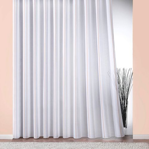 4005385832761 - Gardine WECKBRODT Athen Gr 1 weiß (weiß champagner beige) B250cm H145cm Polyester Gardinen Gardinenstore Webgardine halbtransparent glänzende Effektstreifen Bleiband Store