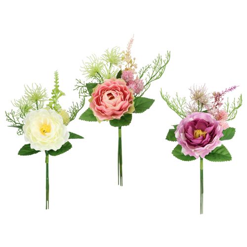 4019844824778 - Kunstblume IGEA Rosenzweig 3er bunt B14cm H24cm L10cm Polyester Kunstpflanzen 24cm Kunstrosen Rosenstrauß künstlich Strauß Seidenblume Blumenstrauß