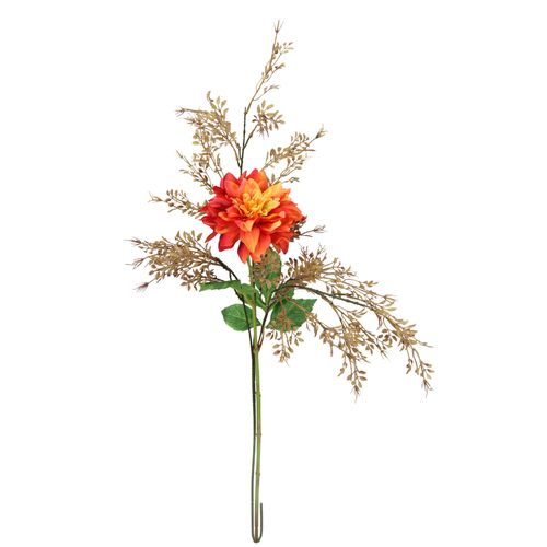 4019844824938 - Kunstblumenstrauß IGEA Kunstblumen Set Dahlie orange B32cm H62cm L16cm Polyester Kunstpflanzen Mit Dekozweig 62 cm hoch Blumen Arrangement Seidenblumen Einzelblumen
