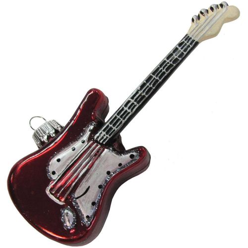 0024762151695 - Christbaumschmuck KREBS GLAS LAUSCHA E-Gitarre Weihnachtsdeko Christbaumschmuck weiß (rot silberfarben weiß) B11cm H125cm T115cm Glas Weihnachtsbaumschmuck mundgeblasen