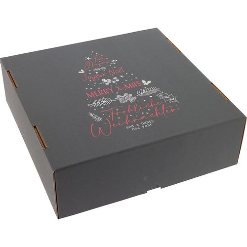 4251924751462 - Stülpdeckelkarton Motiv International Christmas Tree VE 25 Stk Innenmaße 300 x 300 x 100 mm anthrazit ratioform