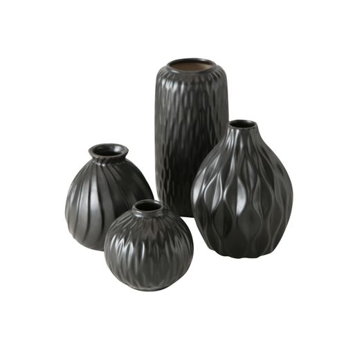 4020607700277 - Mm_unverified_brand - Boltze Vase Zalina 4-teilig schwarz Blumenvase Keramik Vase für Blumen