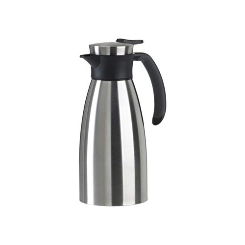 4009049312354 - Isolierkanne Soft Grip Kannen Gr 1 l silberfarben (silberfarben schwarz) Isolierkannen Kanne Soft Grip-Griff 100 % dicht auslaufsicher platzsparend Edelstahl