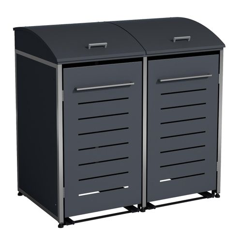 4050747101528 - Mülltonnenbox KIEL 139x83x136cm für 2x Tonne 120 und 240 Liter Stahl anthrazit + Edelstahl