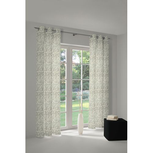 4004567292515 - Vorhang ADAM Vorhang Scribble aus Leinen und Bio-Baumwolle Ösen (1 St) weiß (naturweiß schwarz) B145cm H245cm Jacquard Baumwolle (Bio-Baumwolle) Leinen Gardinen Vorhang Scribble aus Leinen und Bio-Baumwolle Ösen (1 St)