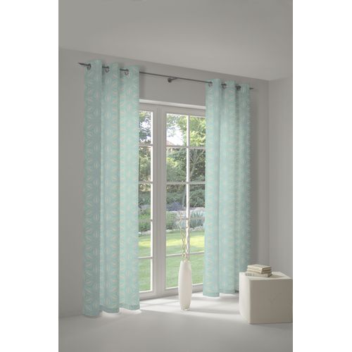 4004567272265 - Vorhang ADAM Vorhang Retro Floret aus 100 % Bio-Baumwolle mit Ösen (1 St) Gr 1 blau (türkis) B145cm H145cm Jacquard Baumwolle (Bio-Baumwolle) Gardinen Vorhang Retro Floret aus 100% Bio-Baumwolle mit Ösen (1 St)