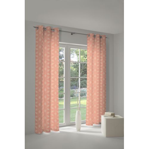 4004567271596 - Vorhang ADAM Vorhang Retro Floret aus 100 % Bio-Baumwolle mit Ösen (1 St) Gr 1 orange B145cm H145cm Jacquard Baumwolle (Bio-Baumwolle) Gardinen Vorhang Retro Floret aus 100% Bio-Baumwolle mit Ösen (1 St)