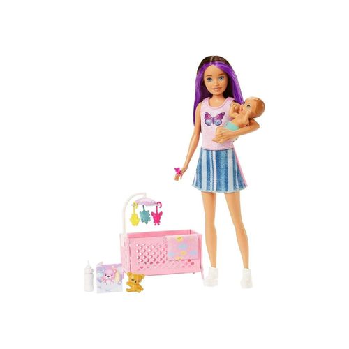 0194735098262 - HJY33 - Barbie Family & Friends - Skipper Babysitters Inc - Spielset Puppe mit Babybett Baby und Zubehör