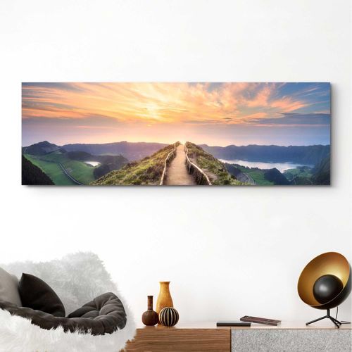 8714597587739 - Wandbild REINDERS Wandbild Morgenröte Berge - Sonnenaufgang Natur Bilder Gr B H 156 cm x 52 cm Landschaften 1 St grün Kunstdrucke
