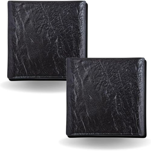 8682455435754 - Wilmax Quadratische Teller 275 cm - 3er Set Schwarz - Natursteinoptik Porzellan