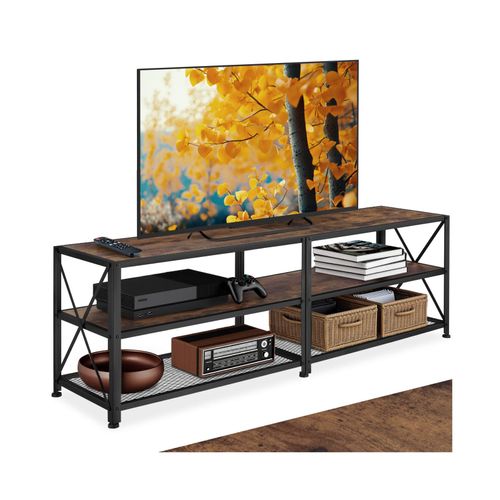 4061173210791 - tectake® TV-Regal Industrial Style 3 offene Etagen seitliche X-Streben 161 x 415 x 505 cm