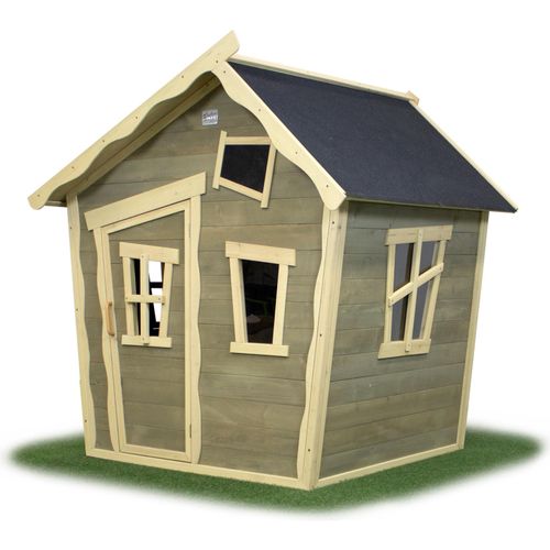 8718469466559 - Exittoys - Exit Holz Spielhaus Crooky 100 Grau 145x171 cm