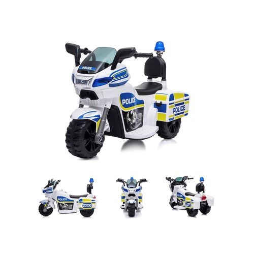 3800931046507 - Kinder Elektromotorrad Police 3 Räder Scheinwerfer Musikfunktion weiß