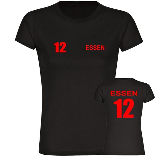 4068859561956 - multifanshop Damen T-Shirt - Essen - Trikot Nummer 12 - Druck rot - Frauen
