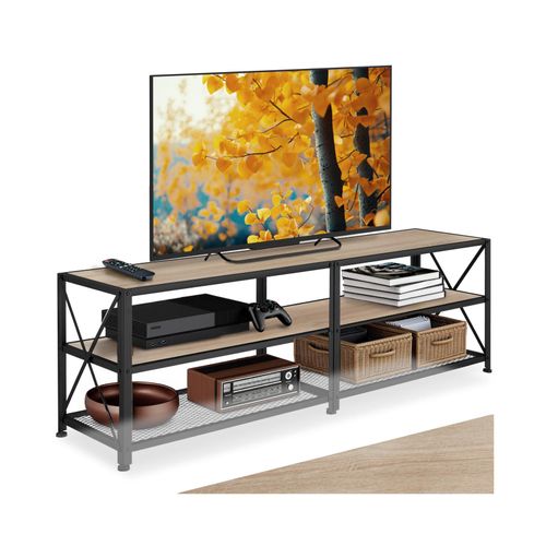 4061173210807 - tectake® TV-Regal Industrial Style 3 offene Etagen seitliche X-Streben 161 x 415 x 505 cm