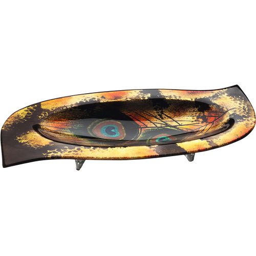 4063387399200 - Dekoschale CASABLANCA BY GILDE Peacock Dekoschalen Gr B H T 55 cm x 7 cm x 28 cm braun (braun goldfarben) Glasschalen Glasschüsseln und Glasteller handgefertigt