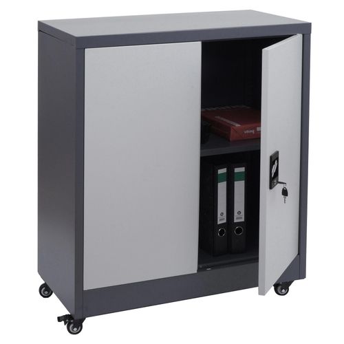 4057651769028 - Aktenschrank MCW-O50 Büroschrank Stahlschrank mit Rollen 2 Türen abschließbar Stahl 98x80x40cm ~ dunkelgrau hellgrau 4057651769028 - Aktenschrank MCW-O50 Büroschrank Stahlschrank mit Rollen 2 Türen abschließbar Stahl 98x80x40cm ~ dunkelgrau hellgrau