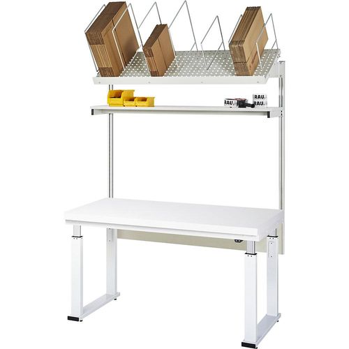 4040376547651 - Packtisch komplett 600 elektrisch höhenverstellbar Set 1 mit Etagenbord BxT 1500 x 700 mm Hartlaminatplatte 4040376547651 - Packtisch komplett 600 elektrisch höhenverstellbar Set 1 mit Etagenbord BxT 1500 x 700 mm Hartlaminatplatte