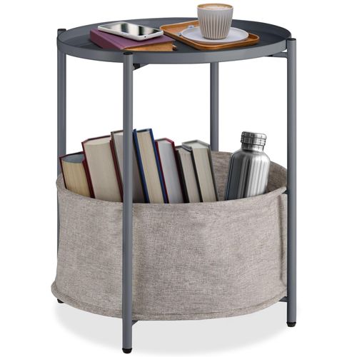 4061173204981 - tectake® Beistelltisch Stahl und Polyester geräumiger Korb 455 x 455 x 53 cm