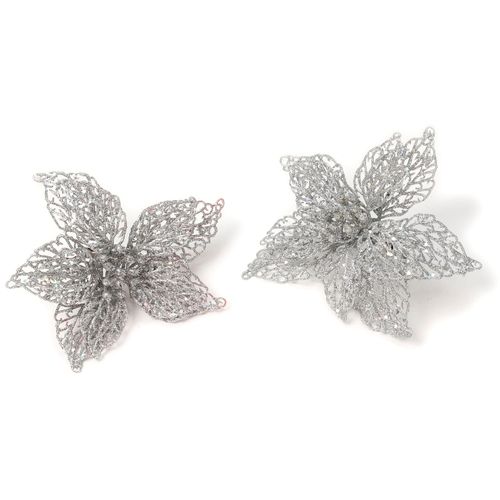 4061752081668 - Weihnachtsbaumklammer Weihnachtsstern Weihnachtsdeko Christbaumschmuck (6-tlg) Durchmesser ca 18 cm silberfarben