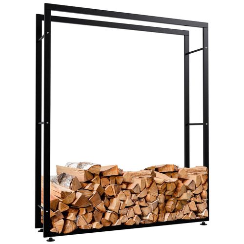 4251756478452 - Kaminholzständer Keri V2 I Aus Schwarzem Metall I Kaminholzregal Mit Bodenschonern I Stapelhilfe Für Brennholz