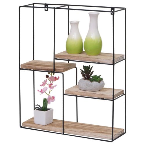 4057651582412 - Wandregal MCW-K76 Hängeregal Schweberegal Regal 4 Regalböden Metall Massiv-Holz Industrial 51x40x11cm ~ natur 4057651582412 - Wandregal MCW-K76 Hängeregal Schweberegal Regal 4 Regalböden Metall Massiv-Holz Industrial 51x40x11cm ~ natur