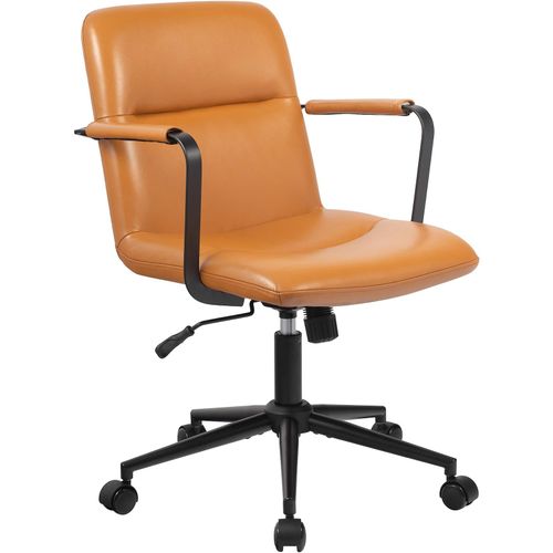 4255716353278 - Bürostuhl ergonomisch Hilda höhenverstellbar drehbar mit Kippmechanik und Armlehnen Echtlederbezug Schreibtischstuhl für Büro