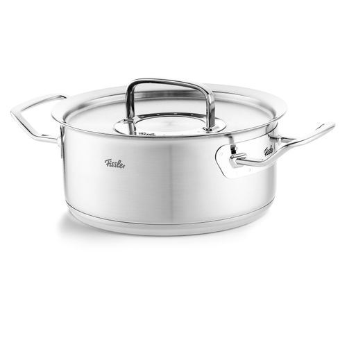 4009209379944 - Bratentopf FISSLER ORIGINAL-PROFI COLLECTION Bratentopf Töpfe Gr 26 l + Ø 20 cm silberfarben Bratentöpfe mit breitem Schüttrand Kaltmetallgriffen Made in Germany Induktion