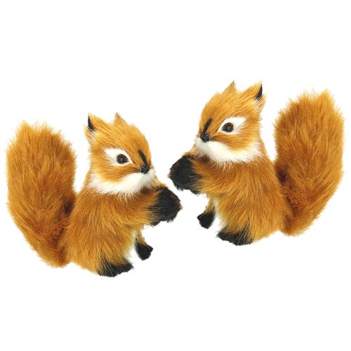 4019844816612 - Dekofigur IGEA Tierfigur mini Eichhörnchen braun B5cm H10cm Polyester Dekofiguren 2er Set aus Kunstfell Statue Ornamente Pelz Plüschtier Waldtier