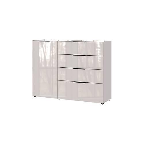 4005949370036 - Sideboard mit 4 Schubladen und 1 Tür Glasfront- und auflage B 1340 x T 420 x H 1020 mm Kaschmir
