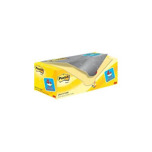 4046719906437 - Post-it® Haftnotizen Notes 654Y-20 B 76 x T 76 mm PEFC®-Papier gelb 16 + 4 Blöcke gratis 100 Blatt Block